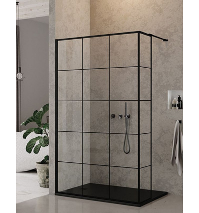 Kabina walk-in 130x30x200 New Modus Black New Trendy (EXK-0262/EXK-0255)