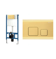 Stelaż zestaw podtynkowy do mis WC z przyciskiem F Light Gold Rea (REA-E9851)