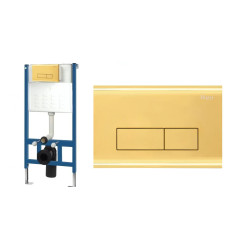 Stelaż zestaw podtynkowy do mis WC z przyciskiem H Light Gold Rea (REA-E9863)