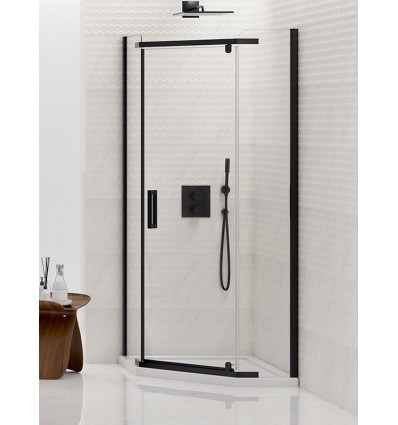 Kabina prysznicowa pięciokątna asymetryczna 80x80 New Komfort Black New Trendy (K-0746)