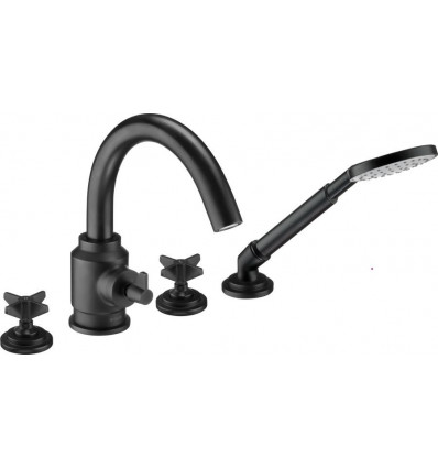Temisto Nero Bateria wannowa 4-otworowa z kompletem natryskowym Deante (BQT N14D)