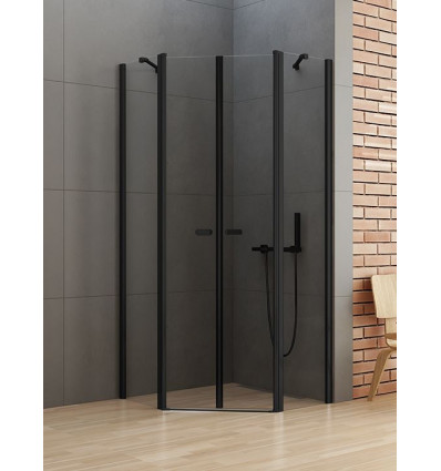 Kabina pięciokątna New Soleo Black New Trendy (K-0616)