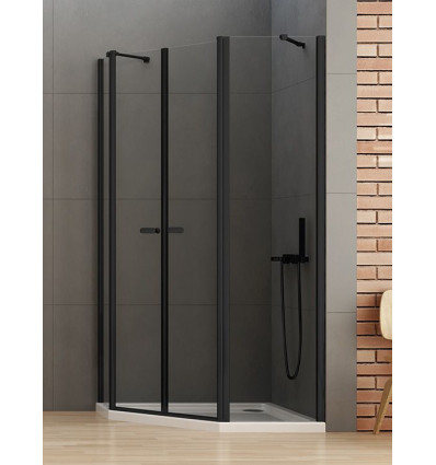 Kabina asymetryczna New Soleo Black New Trendy (K-0614)