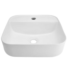 Wolnostojąca umywalka nablatowa prostokątna biała 39,5 x 39,5 x 14,5 cm z otworem na baterię Corsan (649902)