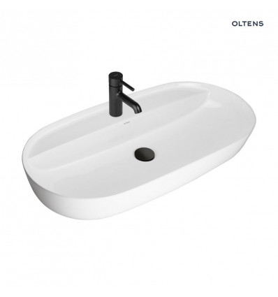 Umywalka 80x40 cm nablatowa owalna biała Hamnes Thin Oltens (41315000)