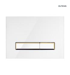 Przycisk spłukujący do WC szklany biały/złoty mat Torne Oltens (57202000)