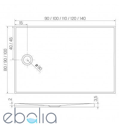 Brodzik prostokątny 90x80 Nex New Trendy (B-0487)