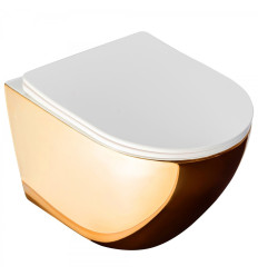 Misa WC wisząca z deską Carlo Flat Mini Gold/White Rea (REA-C0669)