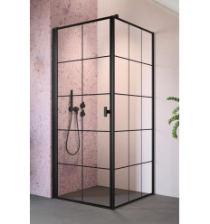 Kabina prysznicowa 80x70 Lewa Nes 8 Black KDJ I Factory Radaway (10072080-54-55L + 10089070-54-55)