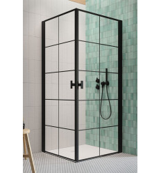 Kabina prysznicowa 80x80 Nes 8 Black KDD I Factory Radaway (10071080-54-55L + 10071080-54-55R)