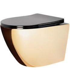 Misa WC wisząca z deską Carlo Mini Rimless Gold/Black Rea (REA-C8990)