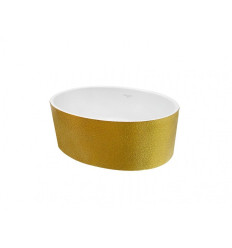 Umywalka nablatowa złota Uniqa Glam korek biały Besco (UMD-U-NGZW)