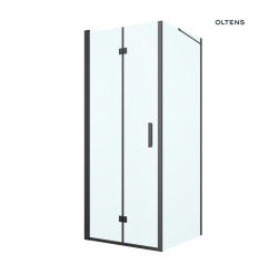 Kabina prysznicowa 80x90 cm prostokątna drzwi ze ścianką czarny mat/szkło przezroczyste Hallan Oltens (20200300)