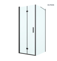 Kabina prysznicowa 80x100 cm prostokątna drzwi ze ścianką czarny mat/szkło przezroczyste Hallan Oltens (20201300)