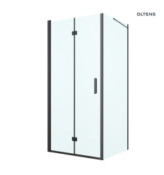 Kabina prysznicowa 90x90 cm kwadratowa drzwi ze ścianką czarny mat/szkło przezroczyste Hallan Oltens (20008300)