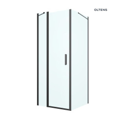 Kabina prysznicowa 100x90 cm protokątna drzwi ze ścianką czarny mat/szkło przezroczyste Hallan Oltens (20205300)