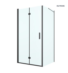 Kabina prysznicowa 100x100 cm kwadratowa drzwi ze ścianką czarny mat/szkło przezroczyste Hallan Oltens (20009300)