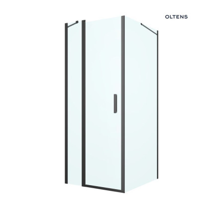 Kabina prysznicowa 80x100 cm prostokątna drzwi ze ścianką czarny mat/szkło przezroczyste Verdal Oltens (20206300)