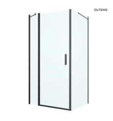 Kabina prysznicowa 100x90 cm protokątna drzwi ze ścianką czarny mat/szkło przezroczyste Verdal Oltens (20211300)