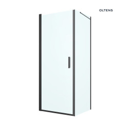 Kabina prysznicowa 80x80 cm kwadratowa drzwi ze ścianką czarny mat/szkło przezroczyste Rinnan Oltens (20013300)