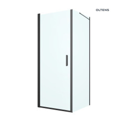 Kabina prysznicowa 80x90 cm prostokątna drzwi ze ścianką czarny mat/szkło przezroczyste Rinnan Oltens (20212300)