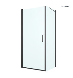 Kabina prysznicowa 90x80 cm prostokątna drzwi ze ścianką czarny mat/szkło przezroczyste Rinnan Oltens (20216300)