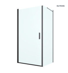 Kabina prysznicowa 100x90 cm prostokątna drzwi ze ścianką czarny mat/szkło przezroczyste Rinnan Oltens (20219300)