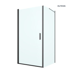 Kabina prysznicowa 100x100 cm kwadratowa drzwi ze ścianką czarny mat/szkło przezroczyste Rinnan Oltens (20015300)