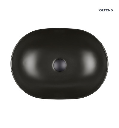 Umywalka 49,5x35,5 cm nablatowa owalna z powłoką SmartClean czarny mat Hamnes Thin Oltens (40819300)