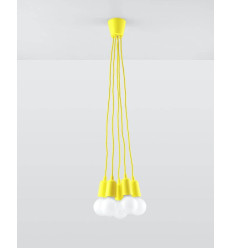 Lampa wisząca DIEGO 5 żółta Nickel Sollux (SL.0580)