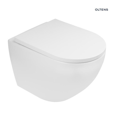 Zestaw Stille miska WC wisząca PureRim z powłoką SmartClean z deską wolnoopadającą biały Hamnes Oltens (42523000)