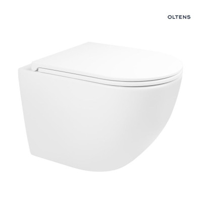 Zestaw Stille miska WC wisząca PureRim z deską wolnoopadającą Ovan Slim biały Hamnes Oltens (42022000)