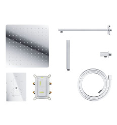 Natryskowy zestaw prysznicowy kwadratowa deszczownica z podtynkową baterią termostatyczną Corsan (ZA30TCH)
