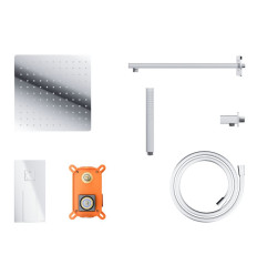 Natryskowy zestaw prysznicowy kwadratowa deszczownica z podtynkową baterią mieszaczową Corsan (ZA25MCH)