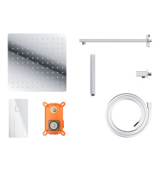 Natryskowy zestaw prysznicowy kwadratowa deszczownica z podtynkową baterią mieszaczową Corsan (ZA30MCH)