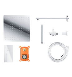 Natryskowy zestaw prysznicowy kwadratowa deszczownica z podtynkową baterią mieszaczową i funkcjonalną wylewką Corsan (ZA30MCHW)