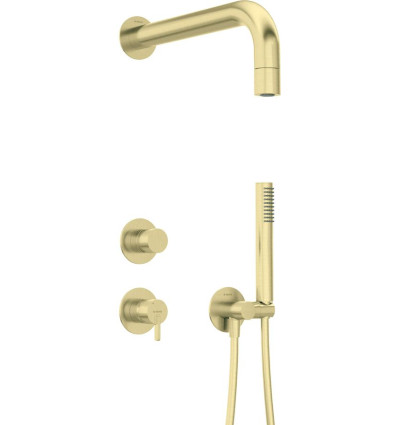 Zestaw prysznicowy podtynkowy z główką prysznicową złoto szczotkowane Silia Deante (NQS R9XK)