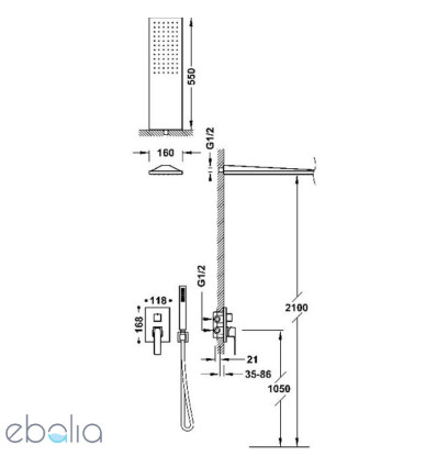 Bateria prysznicowa podtynkowa chrom Slim Tres (20228005NM)