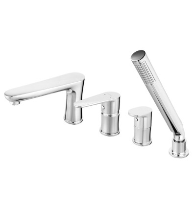 Bateria wannowa 4-otworowa z zestawem natryskowym, chrom Algeo Ferro (BAG11A)