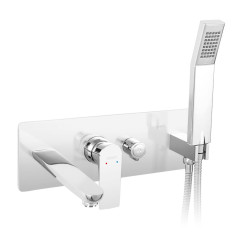 Bateria wannowa podtynkowa z zestawem natryskowym, chrom Algeo Square Ferro (BAQ11P)