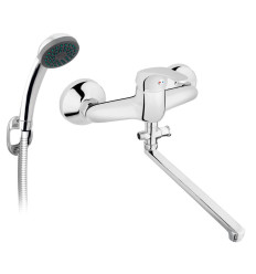 Bateria wannowa z wylewką 350mm z zestawem natryskowym U28, chrom Basic Ferro (BBC55A)