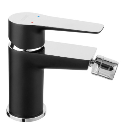 ADORE bateria bidetowa, korek automatyczny metalowy, czarny / chrom Adore Black-chrome Ferro (BDR6BLC)