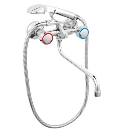 Bateria wannowa z zestawem natryskowym z ruchomą wylewką 1/2", chrom Standard Ferro (BST11A)