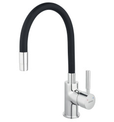 LB bateria zlewozmywakowa z elastyczną czarną wylewką, chrom Zumba Ferro (BZA4B-LB)