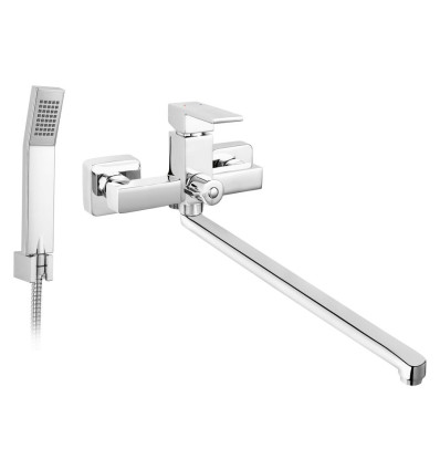 Bateria wannowa z wylewką 350mm z zestawem natryskowym, chrom Zicco Ferro (BZI55A)