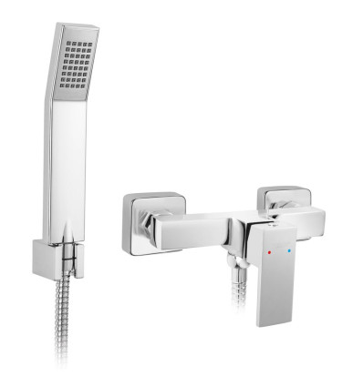Bateria natryskowa z zestawem natryskowym, chrom Zicco Ferro (BZI77)