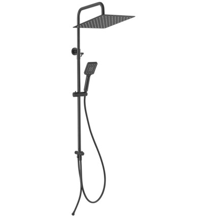Zestaw natryskowy z deszczownią, czarny Wizard Square Pro Ferro (NP48-BL)