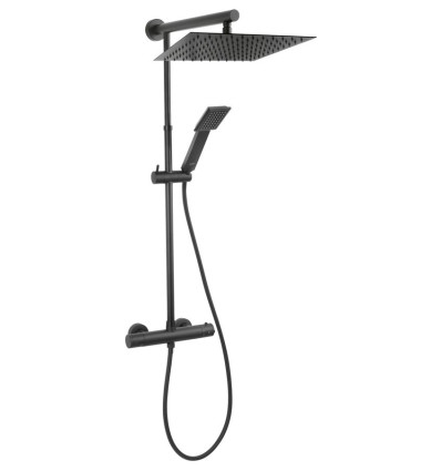 Zestaw natryskowy z baterią termostatyczną TRV7U-BL,czarny Trevi Square Black Ferro (NP75SQ-TRV7U-bl)