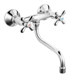 Bateria zlewozmywakowa ścienna, chrom Retro New Ferro (XD5)