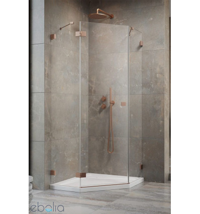 Kabina pięciokątna 80x80 Essenza Pro Brushed Copper PTJ Radaway (10100000-93-01L + 10100100-01-01)